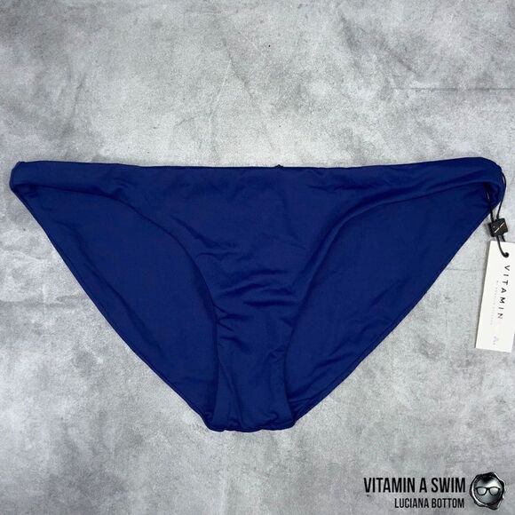 VITAMIN A SWIM LUCIANA BIKINI BOTTOM SAPPHIRE BLUE PLUS SIZE FULL COVERAGE NEW - Picture 2 of 16